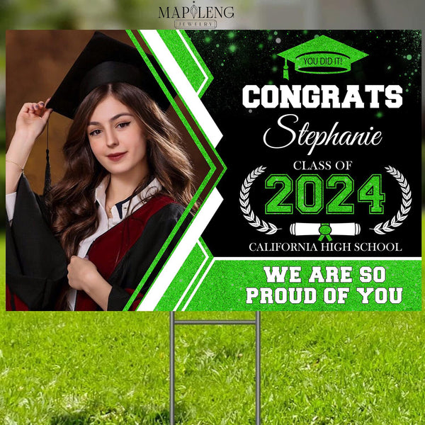 Personalized Congrats Graduation Sign 2024 With Photo, Senior 2024 Yard Sign, Class Of 2024 Sign, Congratulations Graduate Sign, High School Grad, Graduation Lawn Sign, College Graduation