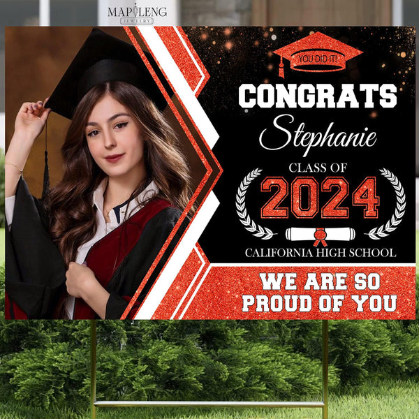 Personalized Congrats Graduation Sign 2024 With Photo, Senior 2024 Yard Sign, Class Of 2024 Sign, Congratulations Graduate Sign, High School Grad, Graduation Lawn Sign, College Graduation