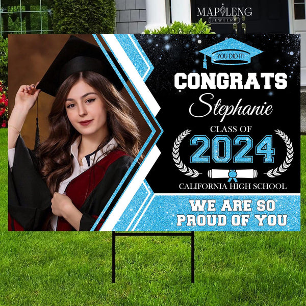 Personalized Congrats Graduation Sign 2024 With Photo, Senior 2024 Yard Sign, Class Of 2024 Sign, Congratulations Graduate Sign, High School Grad, Graduation Lawn Sign, College Graduation