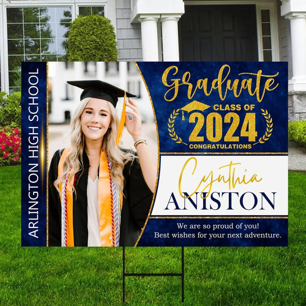 Personalized Graduation Yard Signs Class Of 2024 With Metal H-Stake, 2024 Graduation Decorations Outdoor, Graduation Senior Sign, High School Graduation, College Graduation, Congrats!