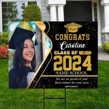 Personalized Graduation Yard Sign 2024 With Photo, Graduation Senior Sign 2024, Class Of 2024 Yard Signs, 2024 Graduation Decorations, High School Graduation, College Graduation, Congrats!