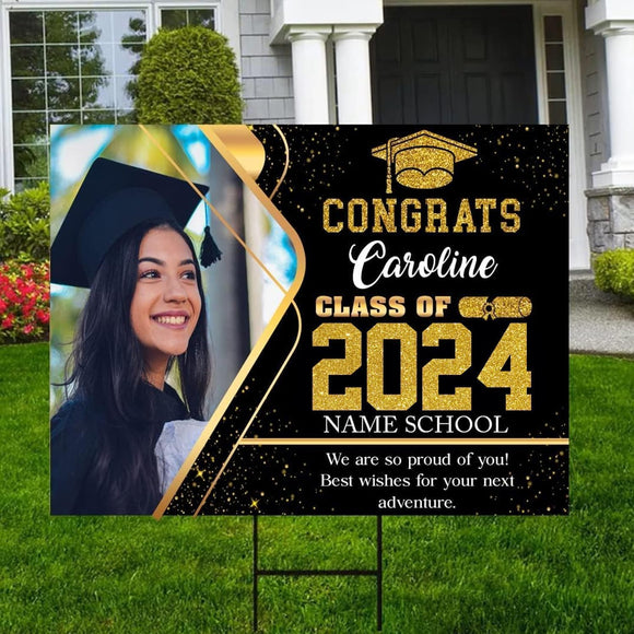 Personalized Graduation Yard Sign 2024 With Photo, Graduation Senior Sign 2024, Class Of 2024 Yard Signs, 2024 Graduation Decorations, High School Graduation, College Graduation, Congrats!