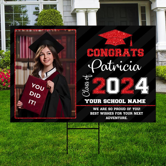 Custom Graduation Yard Sign 2024, Graduation Senior Sign 2024, Graduation Banner,Class of 2024 Senior, High School Graduation, College Graduation, 2024 Graduation Decorations
