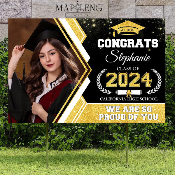 Personalized Congrats Graduation Sign 2024 With Photo, Senior 2024 Yard Sign, Class Of 2024 Sign, Congratulations Graduate Sign, High School Grad, Graduation Lawn Sign, College Graduation