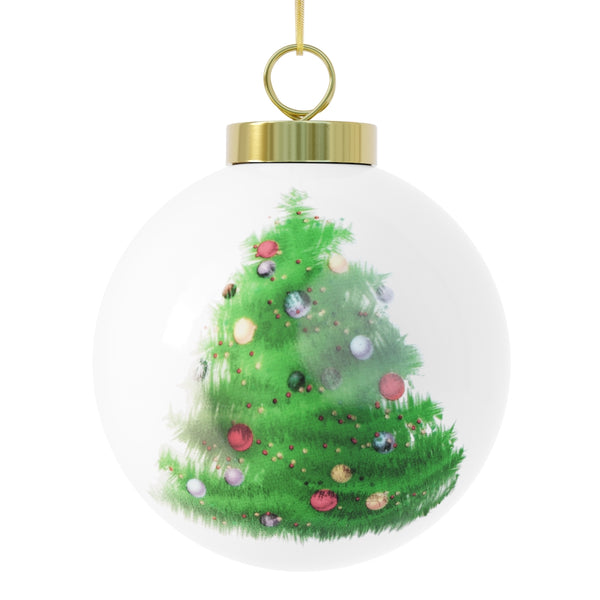 Christmas Ball Ornament Peace Sign with a Tree or Bells on The Back