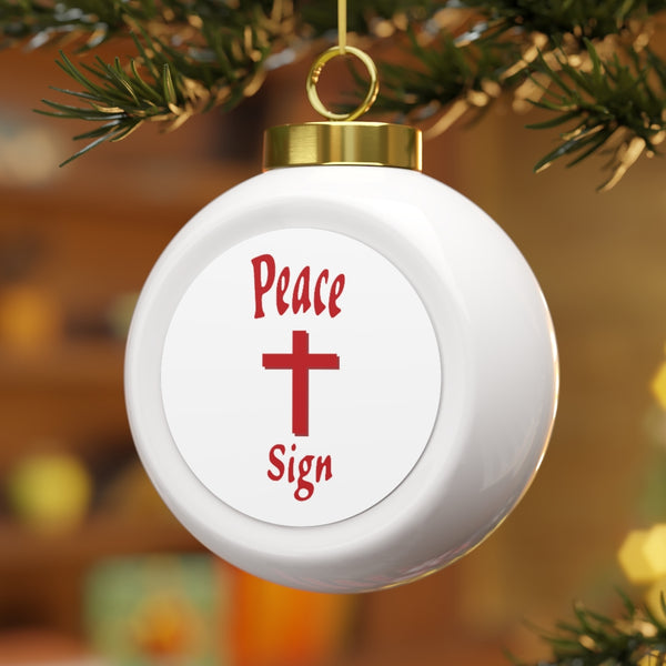 Christmas Ball Ornament Peace Sign with a Tree or Bells on The Back