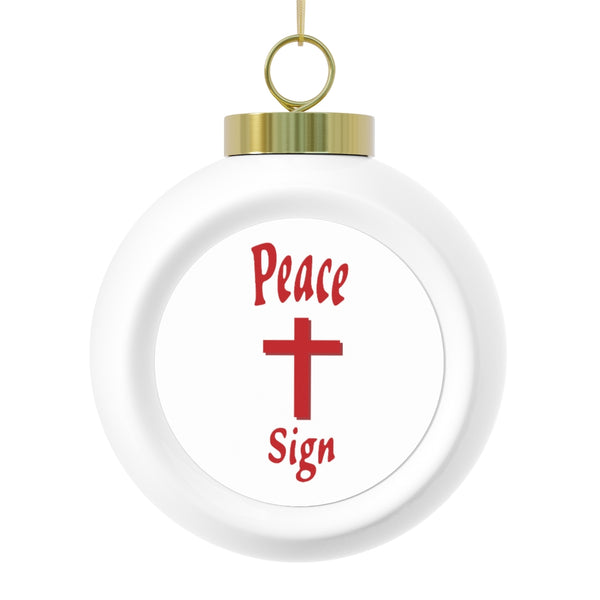 Christmas Ball Ornament Peace Sign with a Tree or Bells on The Back