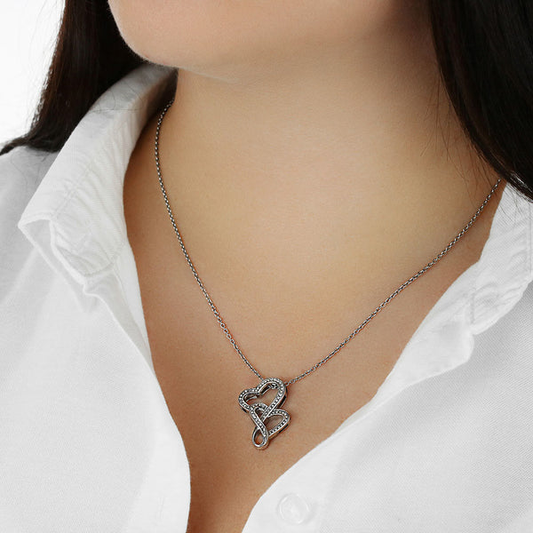to Our Dearest Mom, We Love You from Your ChildrenDouble Heart Necklace with POD Message Card, Gift for Mom from Entire Family