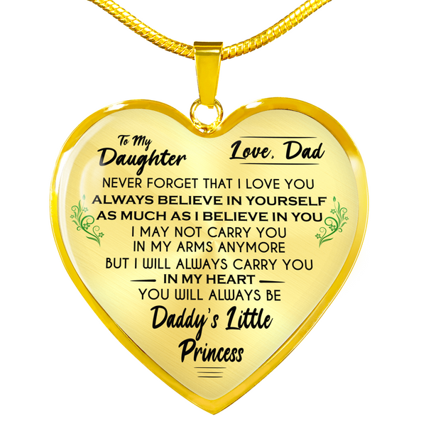 Marlyn_Store Heart Pendant Necklace to My Daughter - Daddy's Little Princess - from Dad Heart Necklace - Includes Gift Box