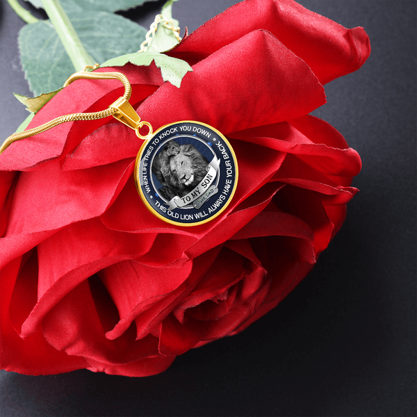 to My Son Necklace Love Dad - Father and Son Pendant - Inspirational Birthday Gifts for Tween Boy - This Old Lion Will Always Have Your Back