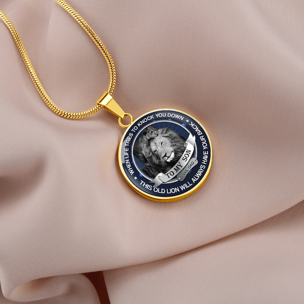 to My Son Necklace Love Dad - Father and Son Pendant - Inspirational Birthday Gifts for Tween Boy - This Old Lion Will Always Have Your Back