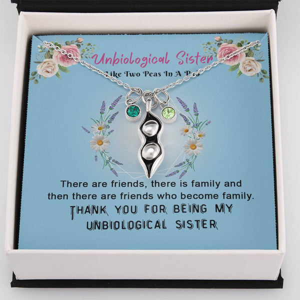 CINOCA to My Unbiological Sister Two Peas in A Pod Birthstones Necklace, Best Friend Necklace, Sister in Law Gift, Soul Sister Gift