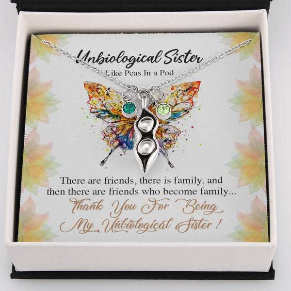 CINOCA Unbiological Sister Two Peas in A Pod Necklace, Soul Sister Bridesmaid Gift for Bestie, Best Friend BFF, Sister in Law Gift