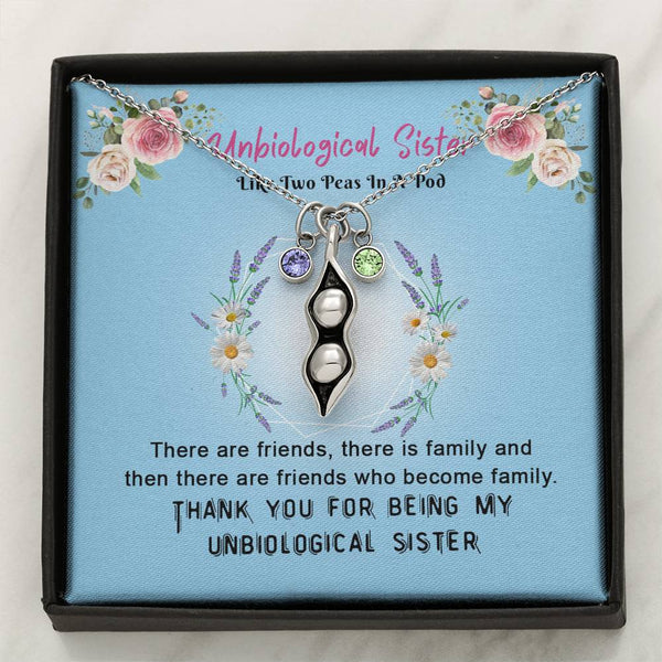 CINOCA to My Unbiological Sister Two Peas in A Pod Birthstones Necklace, Best Friend Necklace, Sister in Law Gift, Soul Sister Gift