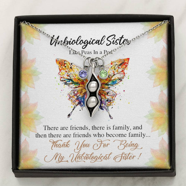 CINOCA Unbiological Sister Two Peas in A Pod Necklace, Soul Sister Bridesmaid Gift for Bestie, Best Friend BFF, Sister in Law Gift