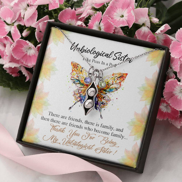 CINOCA Unbiological Sister Two Peas in A Pod Necklace, Soul Sister Bridesmaid Gift for Bestie, Best Friend BFF, Sister in Law Gift
