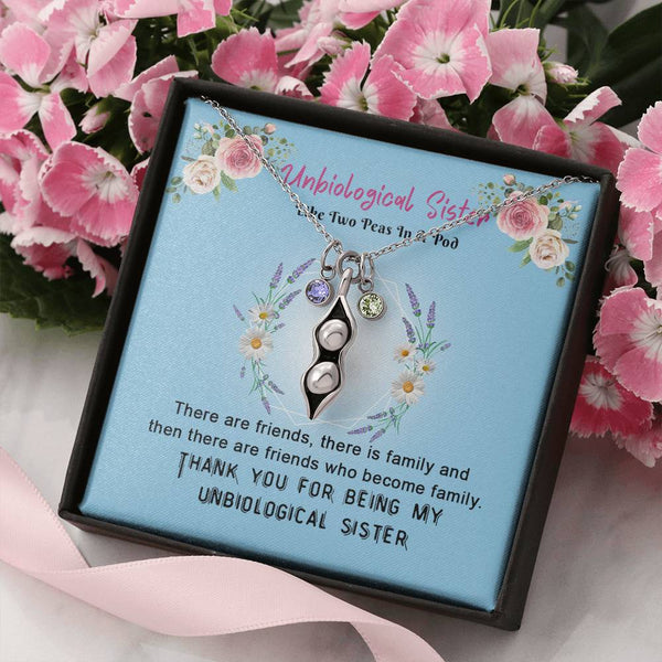 CINOCA to My Unbiological Sister Two Peas in A Pod Birthstones Necklace, Best Friend Necklace, Sister in Law Gift, Soul Sister Gift
