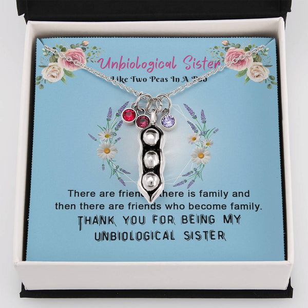 CINOCA to My Unbiological Sister Two Peas in A Pod Birthstones Necklace, Best Friend Necklace, Sister in Law Gift, Soul Sister Gift