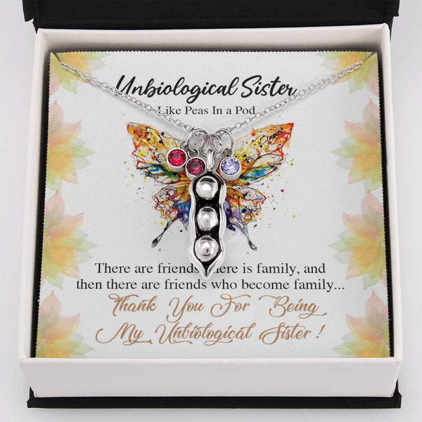 CINOCA Unbiological Sister Two Peas in A Pod Necklace, Soul Sister Bridesmaid Gift for Bestie, Best Friend BFF, Sister in Law Gift