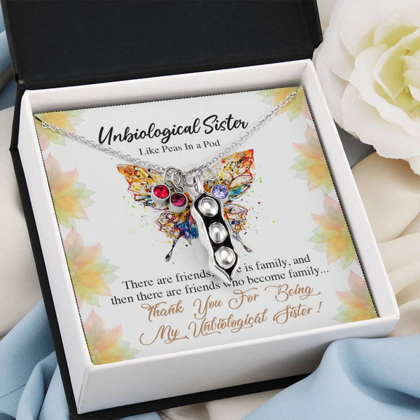 CINOCA Unbiological Sister Two Peas in A Pod Necklace, Soul Sister Bridesmaid Gift for Bestie, Best Friend BFF, Sister in Law Gift