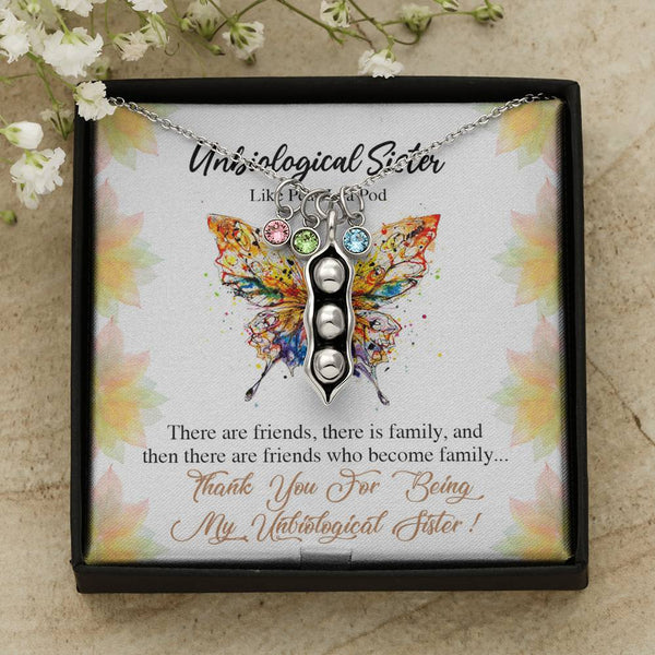 CINOCA Unbiological Sister Two Peas in A Pod Necklace, Soul Sister Bridesmaid Gift for Bestie, Best Friend BFF, Sister in Law Gift