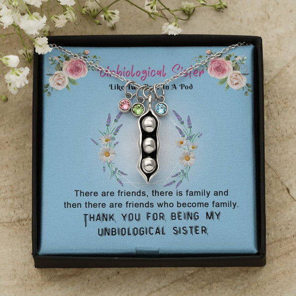 CINOCA to My Unbiological Sister Two Peas in A Pod Birthstones Necklace, Best Friend Necklace, Sister in Law Gift, Soul Sister Gift