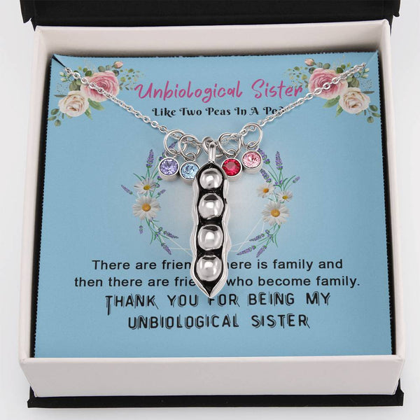 CINOCA to My Unbiological Sister Two Peas in A Pod Birthstones Necklace, Best Friend Necklace, Sister in Law Gift, Soul Sister Gift