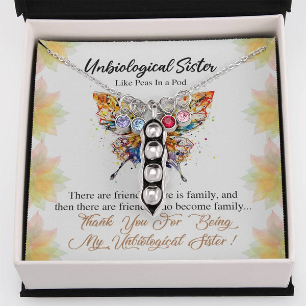 CINOCA Unbiological Sister Two Peas in A Pod Necklace, Soul Sister Bridesmaid Gift for Bestie, Best Friend BFF, Sister in Law Gift