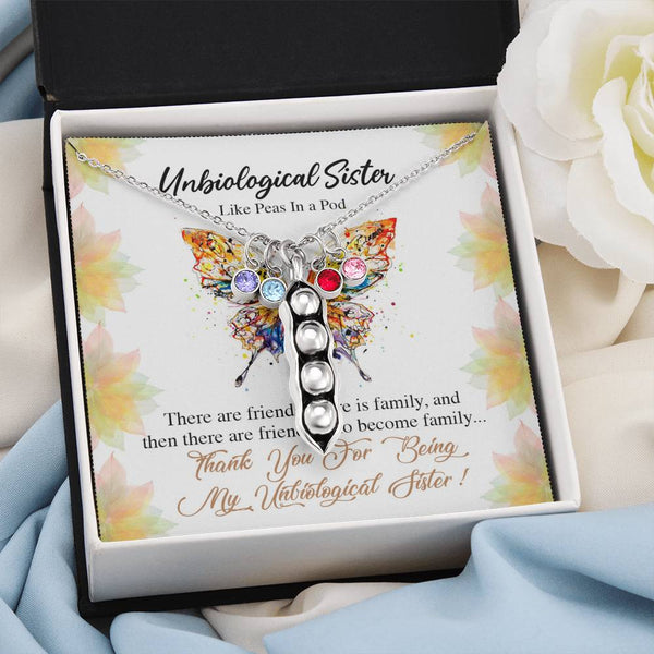 CINOCA Unbiological Sister Two Peas in A Pod Necklace, Soul Sister Bridesmaid Gift for Bestie, Best Friend BFF, Sister in Law Gift