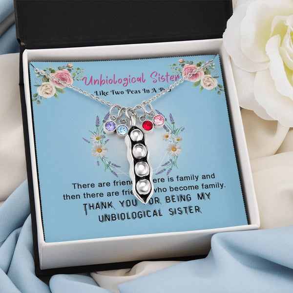CINOCA to My Unbiological Sister Two Peas in A Pod Birthstones Necklace, Best Friend Necklace, Sister in Law Gift, Soul Sister Gift