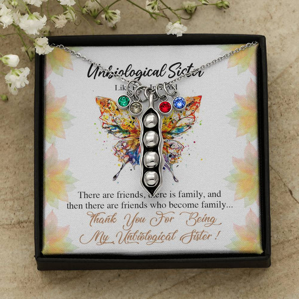 CINOCA Unbiological Sister Two Peas in A Pod Necklace, Soul Sister Bridesmaid Gift for Bestie, Best Friend BFF, Sister in Law Gift
