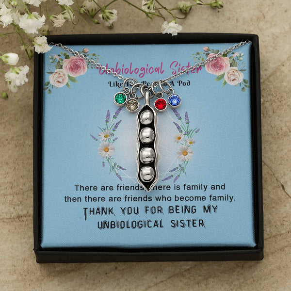 CINOCA to My Unbiological Sister Two Peas in A Pod Birthstones Necklace, Best Friend Necklace, Sister in Law Gift, Soul Sister Gift