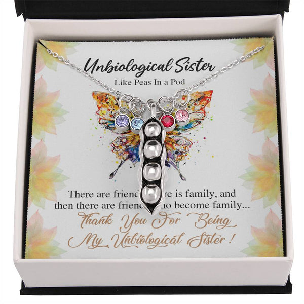 CINOCA Unbiological Sister Two Peas in A Pod Necklace, Soul Sister Bridesmaid Gift for Bestie, Best Friend BFF, Sister in Law Gift