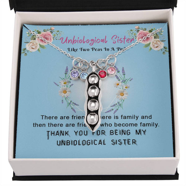 CINOCA to My Unbiological Sister Two Peas in A Pod Birthstones Necklace, Best Friend Necklace, Sister in Law Gift, Soul Sister Gift