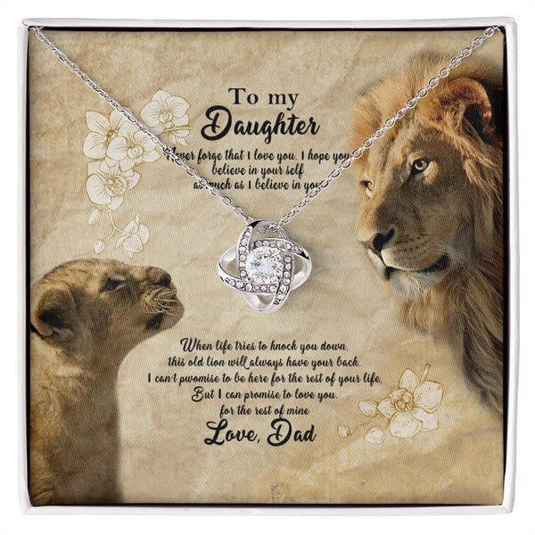 To My Beautiful Daughter Necklace, Lion Dad And Daughter Necklace, Daughter Gift From Dad, Necklace For Daughters, Father Daughter Gifts Love Knot Necklace Birthday Gift for Daughter From Dad