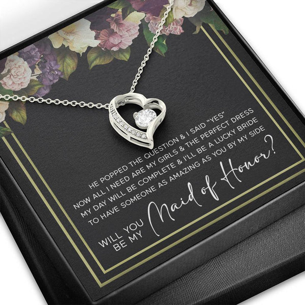 Maid of Honor Proposal Necklace, I Can't Say I Do Without You Jewelry Gift, Will You Be My Maid of Honor, Ask Maid of Honor Card & Pendant, Forever Love Necklace with Message Card