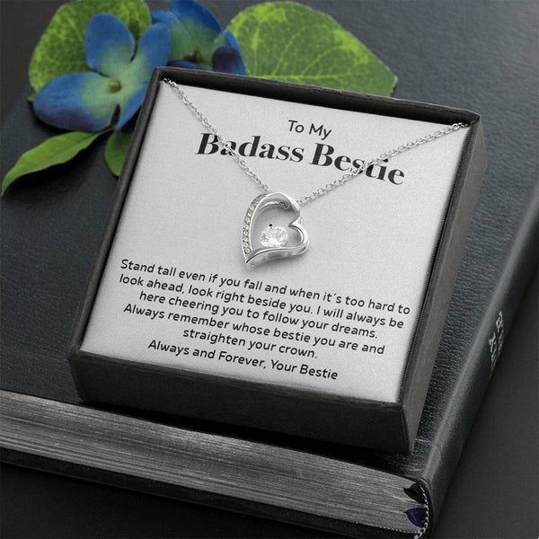 to My Badass Bestie Necklace, Necklace, BFF Necklace, Friendship Gift, Friendship Forever Love Necklace, Forever Love Necklace with Message Card