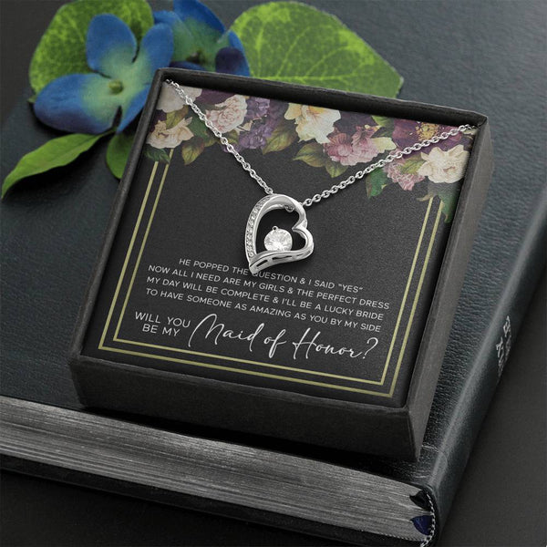 Maid of Honor Proposal Necklace, I Can't Say I Do Without You Jewelry Gift, Will You Be My Maid of Honor, Ask Maid of Honor Card & Pendant, Forever Love Necklace with Message Card