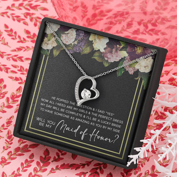 Maid of Honor Proposal Necklace, I Can't Say I Do Without You Jewelry Gift, Will You Be My Maid of Honor, Ask Maid of Honor Card & Pendant, Forever Love Necklace with Message Card