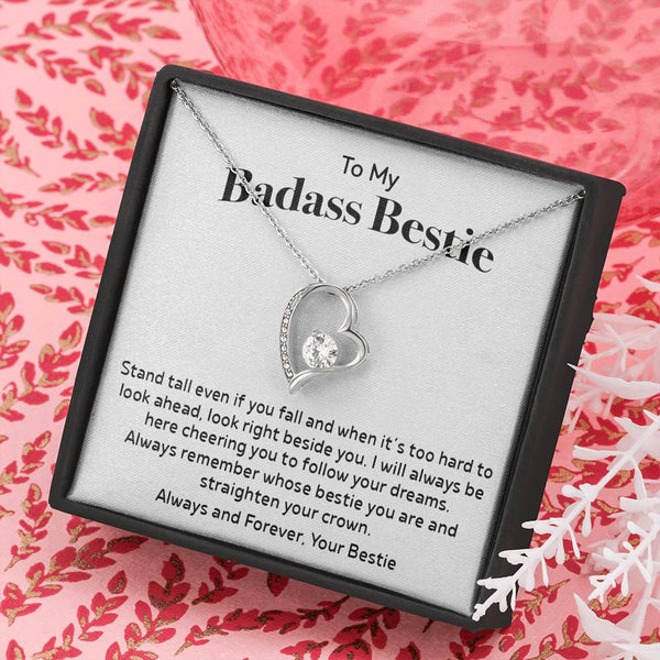 to My Badass Bestie Necklace, Necklace, BFF Necklace, Friendship Gift, Friendship Forever Love Necklace, Forever Love Necklace with Message Card
