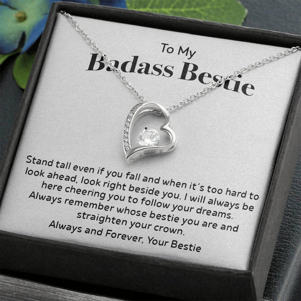 to My Badass Bestie Necklace, Necklace, BFF Necklace, Friendship Gift, Friendship Forever Love Necklace, Forever Love Necklace with Message Card