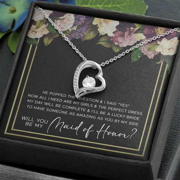 Maid of Honor Proposal Necklace, I Can't Say I Do Without You Jewelry Gift, Will You Be My Maid of Honor, Ask Maid of Honor Card & Pendant, Forever Love Necklace with Message Card