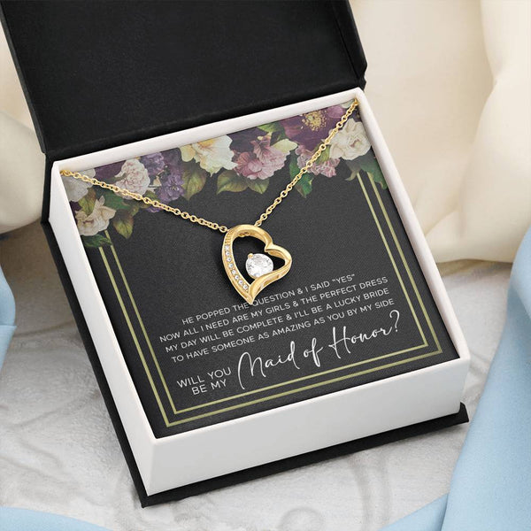 Maid of Honor Proposal Necklace, I Can't Say I Do Without You Jewelry Gift, Will You Be My Maid of Honor, Ask Maid of Honor Card & Pendant, Forever Love Necklace with Message Card