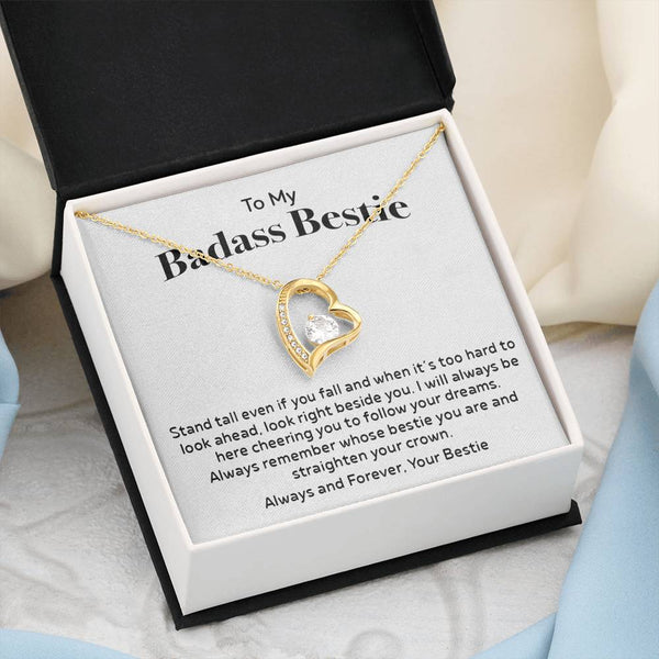 to My Badass Bestie Necklace, Necklace, BFF Necklace, Friendship Gift, Friendship Forever Love Necklace, Forever Love Necklace with Message Card