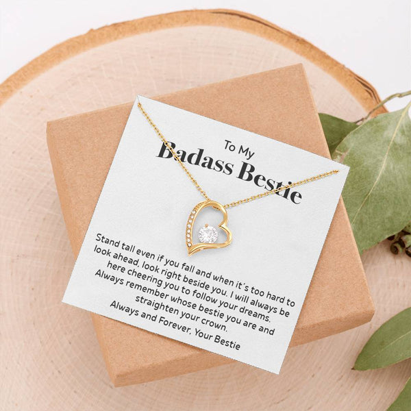 to My Badass Bestie Necklace, Necklace, BFF Necklace, Friendship Gift, Friendship Forever Love Necklace, Forever Love Necklace with Message Card