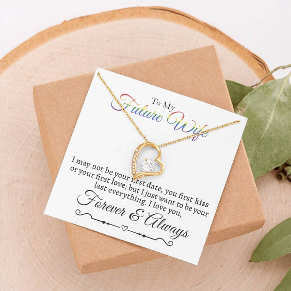 LGBT Future Wife Necklace, Lesbian Fiance Gift, Lesbian Couple Gifts, Hers and Hers Gifts, Girlfriend to Girlfriend Gift, Gay Future Wife, Forever Love Necklace with Message Card