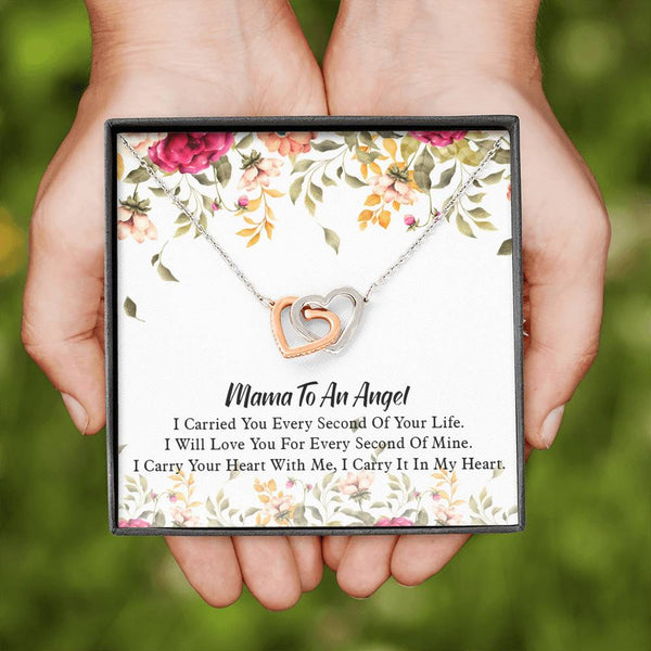 Mama to an Angel Necklace, Miscarriage Gift Idea, Pregnancy Baby Loss Gift, Miscarriage Sentimental Gift, Interlocking Hearts Necklace with Message Card