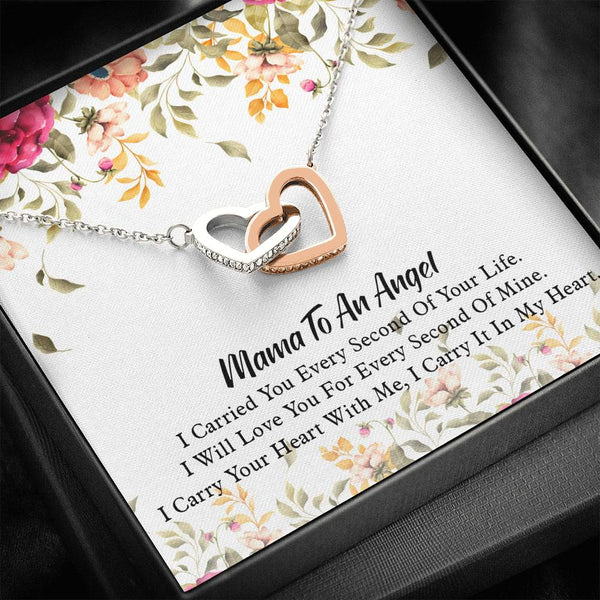 Mama to an Angel Necklace, Miscarriage Gift Idea, Pregnancy Baby Loss Gift, Miscarriage Sentimental Gift, Interlocking Hearts Necklace with Message Card