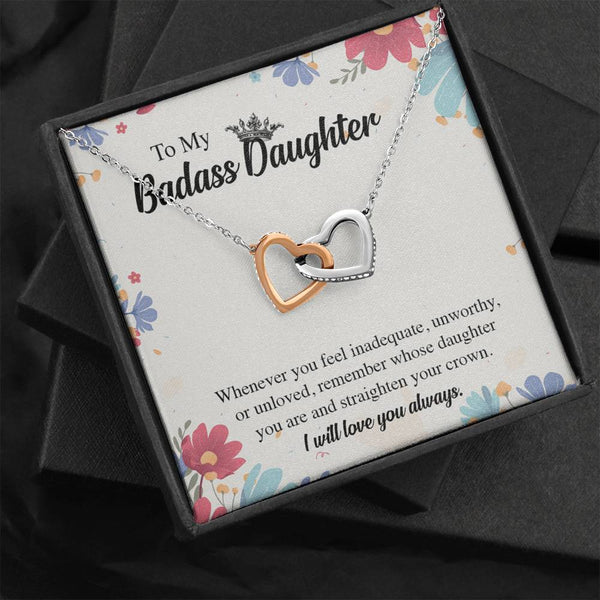 to My Badass Daughter Gift, Birthday Gift for Daughter, Gift for My Daughter, Necklace for Daughter, for Daughter, Interlocking Heart Necklace