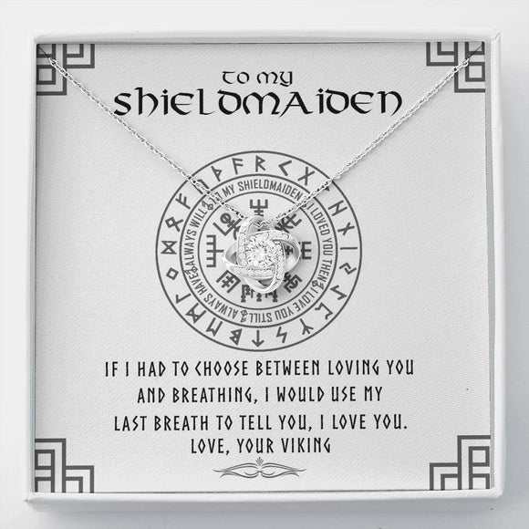 Shieldmaiden Jewelry, Shieldmaiden Necklace Pendant, Nordic Necklace, Norse Jewelry for Women, Norseman, Viking Jewelry, Love Knot Necklace with Message Card